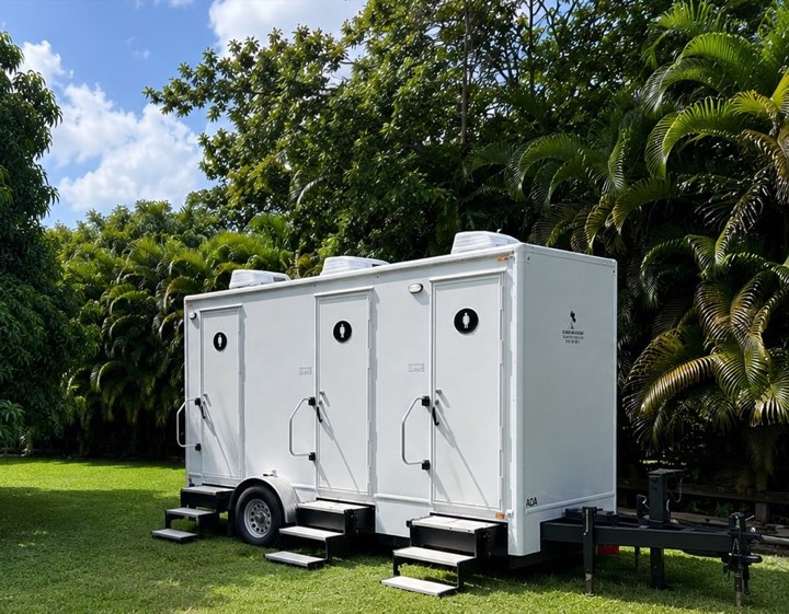 Island Restrooms 4 Station Signature restroom trailer with separate entry doors
